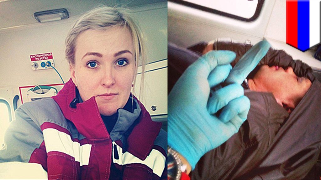 The antics of this Russian paramedic, who thought it would be cute to take a middle finger selfie with her dead passenger, got her butt fired! 