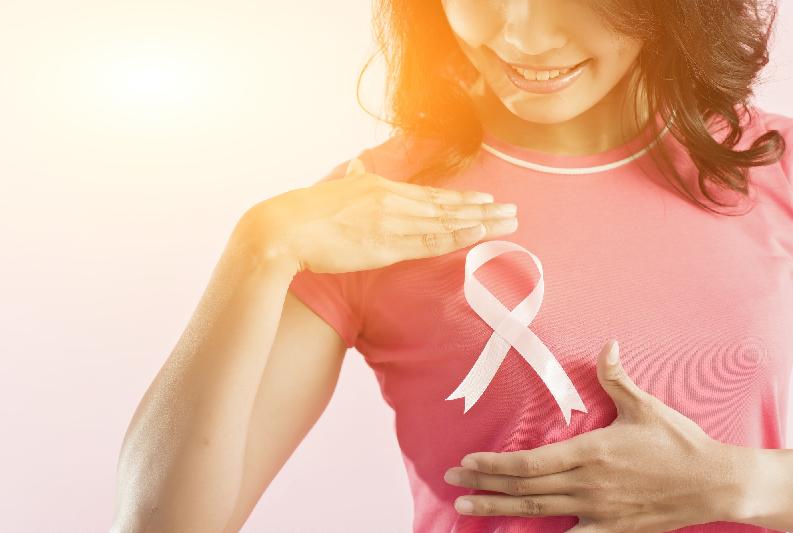 Woman with Breast Cancer ribbon